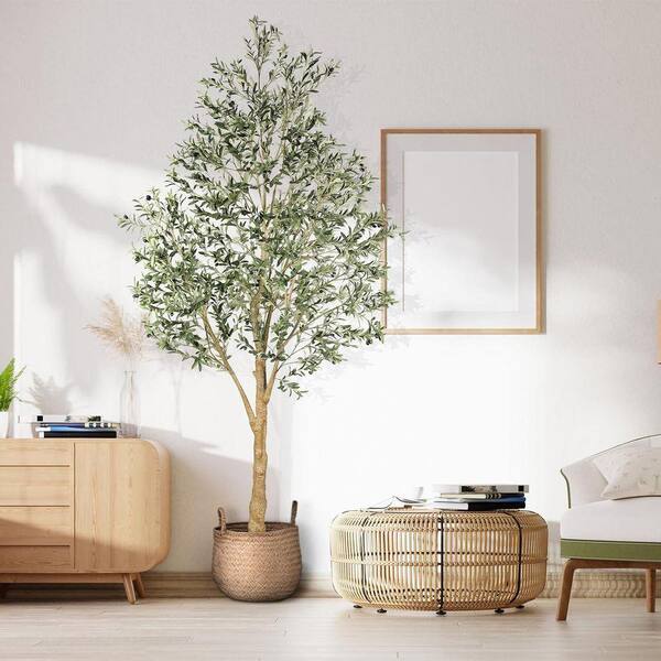 10 ft. Artificial Olive Tree in Pot with Branches and Fruits