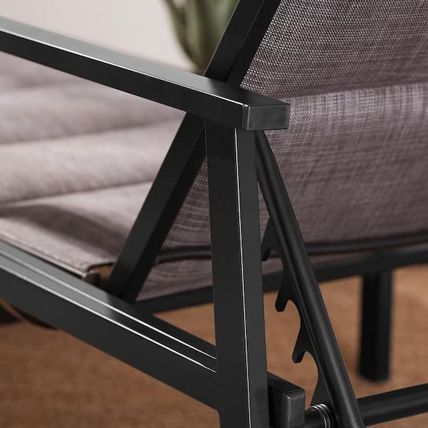 High Garden Black Steel Padded Sling Outdoor Patio Chaise Lounge Chair