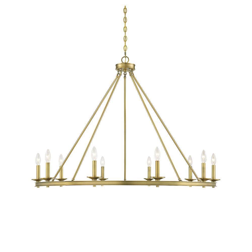 Middleton Warm Brass 10-Light Modern Farmhouse Chandelier
