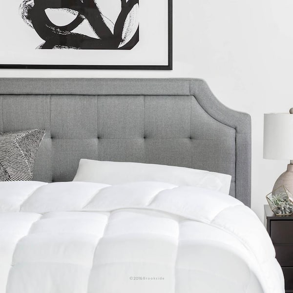 Brookside EllaUpholstered Scoop-Edge Full XL Headboard with Square Tufting in Stone