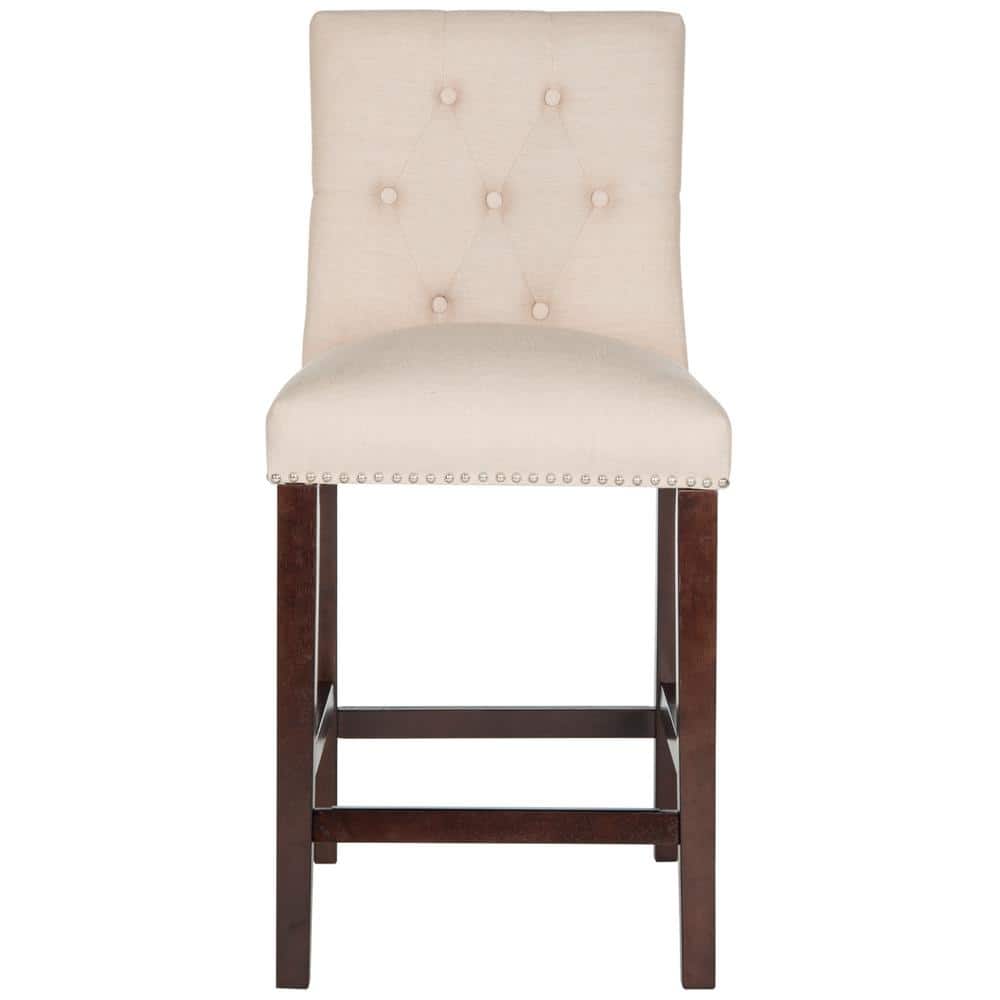 Norah Beige Wood and Metal Counter Stools, Set of 2