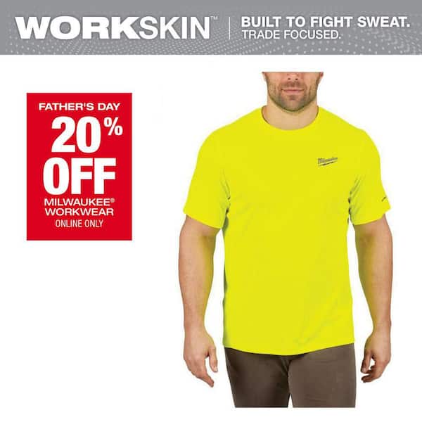Men's Large Hi-Vis GEN II WORKSKIN Light Weight Performance Short-Sleeve T-Shirt