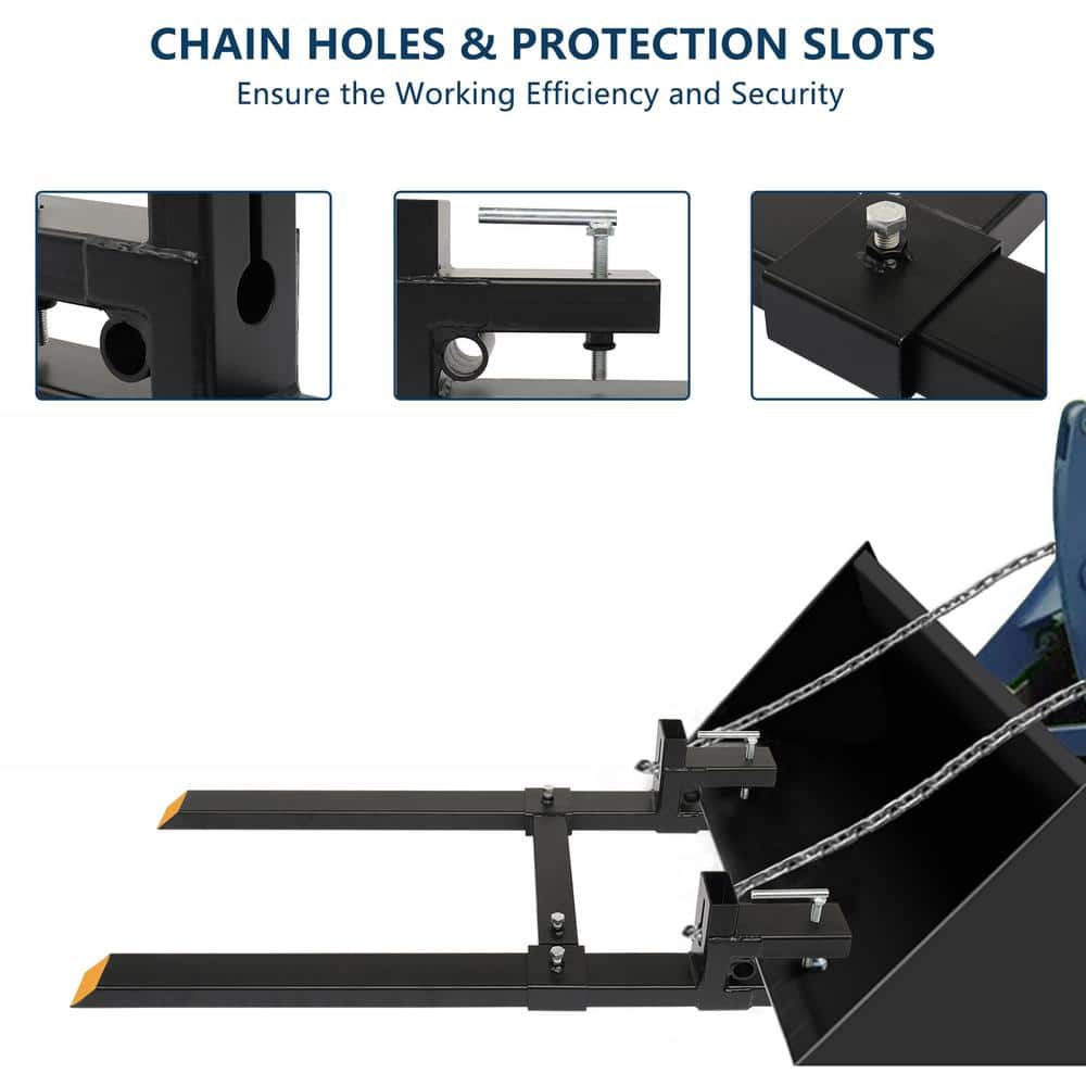 Heavy Duty Black Steel 60 Inch Clamp On Pallet Forks