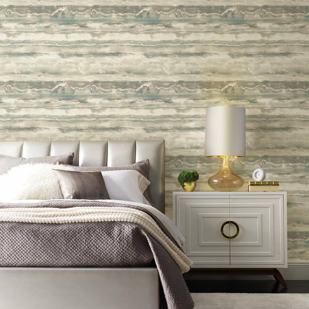Blue and Taupe Abstract Peel and Stick Vinyl Wallpaper Roll