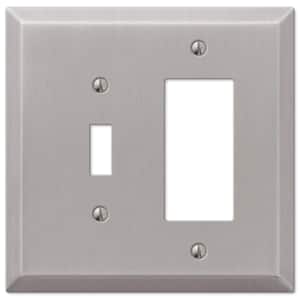 Oversized 2 Gang 1-Toggle and 1-Rocker Steel Wall Plate - Brushed Nickel