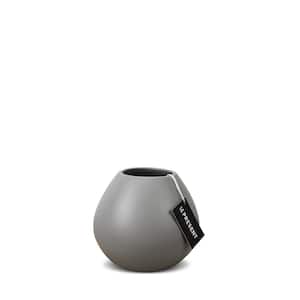 Drop Wide Short Ceramic Vase In Light Gray Matte 6 in. Height