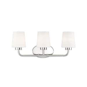 Capra 22 in. W x 9 in. H 3-Light Polished Nickel Bathroom Vanity Light with Frosted Glass Shades