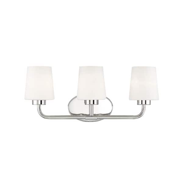 Savoy House Capra 22 in. W x 9 in. H 3-Light Polished Nickel Bathroom Vanity Light with Frosted Glass Shades