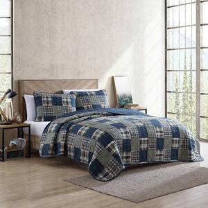 Nautica Ridgeport 3-Piece Blue Cotton Full/Queen Quilt Set ...