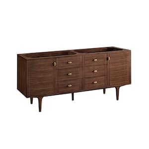 Amberly 71.9 in. W x 23.4 in. D x 33.5 in. H Bath Vanity Cabinet Without Top in Mid-Century Walnut