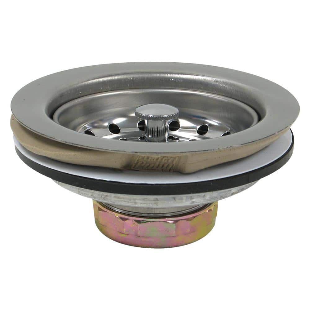 Chrome Stainless Steel Kitchen Sink Basket Strainer, 4-1/2 inch