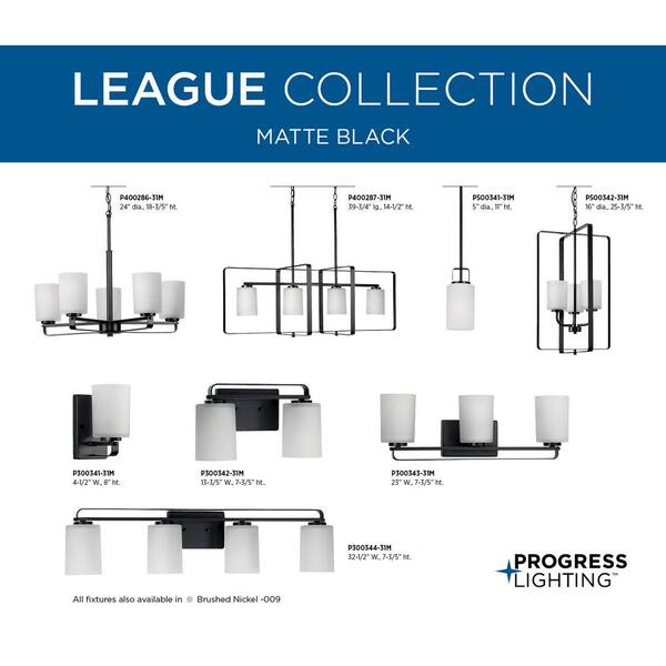 Progress Lighting League 5-Light Matte Black Farmhouse Chandelier