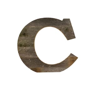 Rustic Large 16 in. Free Standing Natural Weathered Gray Monogram Wood Letter-C Decorative