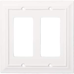 Derby 2-Gang Double Decorator/Rocker Wall Plate, White (3-Pack)