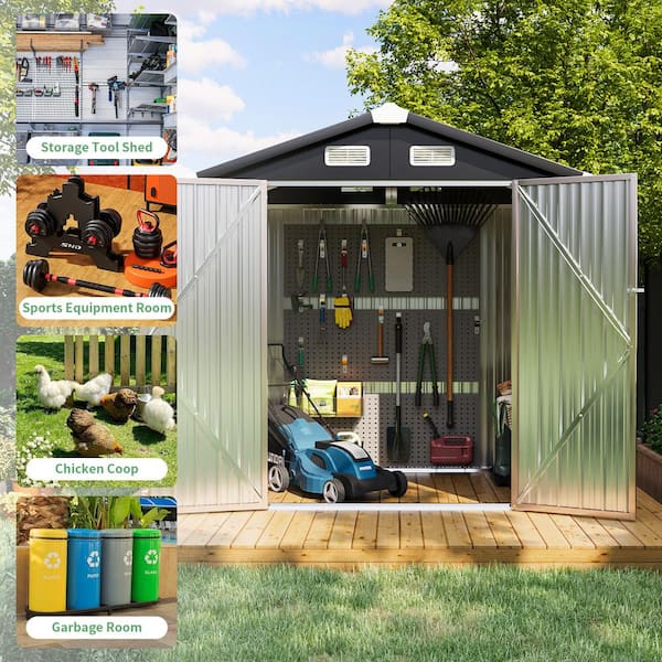 Sizzim 6.5 ft. W x 3.5 ft. D Metal Storage Shed for Garden and 