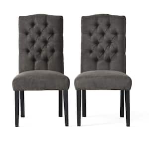Crown Dark Grey Linen Dining Chair (Set of 2)