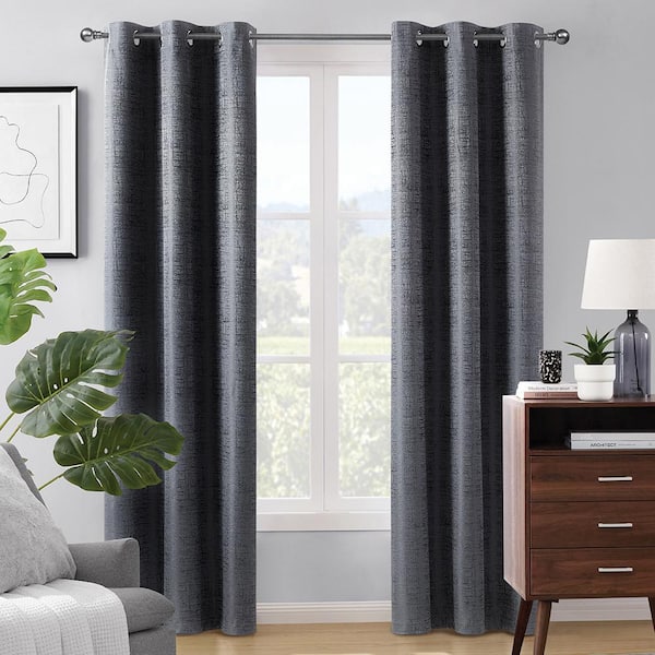 LiGHTSOUT with EnerShield Technology Paloma Black 38 in. W x 63 in. L Grommet 100% Blackout Curtain (Single Panel)