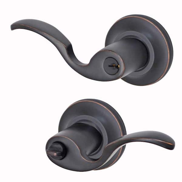 Fusion Oil-Rubbed Bronze Drop Tail Left-Handed Lever with Cambridge Rose Keyed