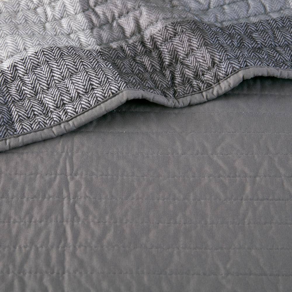 Gray Microfiber Reversible Plaid Daybed Cover Set