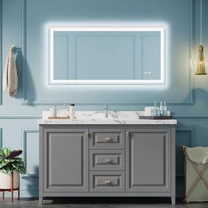 Anky 48 in. W x 24 in. H Rectangular Frameless LED Wall Mount Bathroom Vanity Mirror, Antifog Beauty Makeup Mirror
