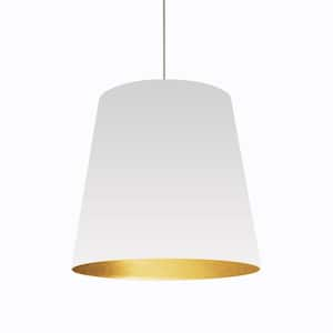 Oversized Drum 1-Light Polished Chrome Pendant with Laminated Fabric Shade