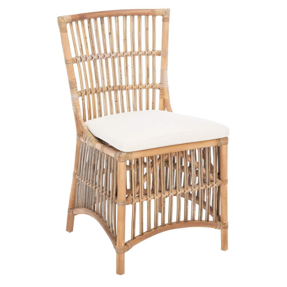Erika Gray Rattan Accent Chairs with Cushions, Set of 2