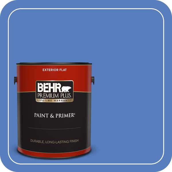 BEHR PREMIUM PLUS 1 gal. #MQ4-25 Blue Iolite Flat Exterior Paint & Primer
