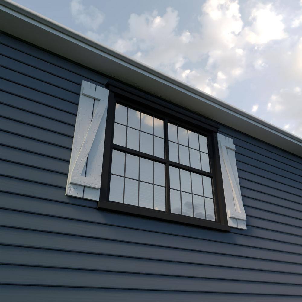 Tan Cedar Rustic Board-n-Batten Faux Wood Shutters with Z-Board, 42"