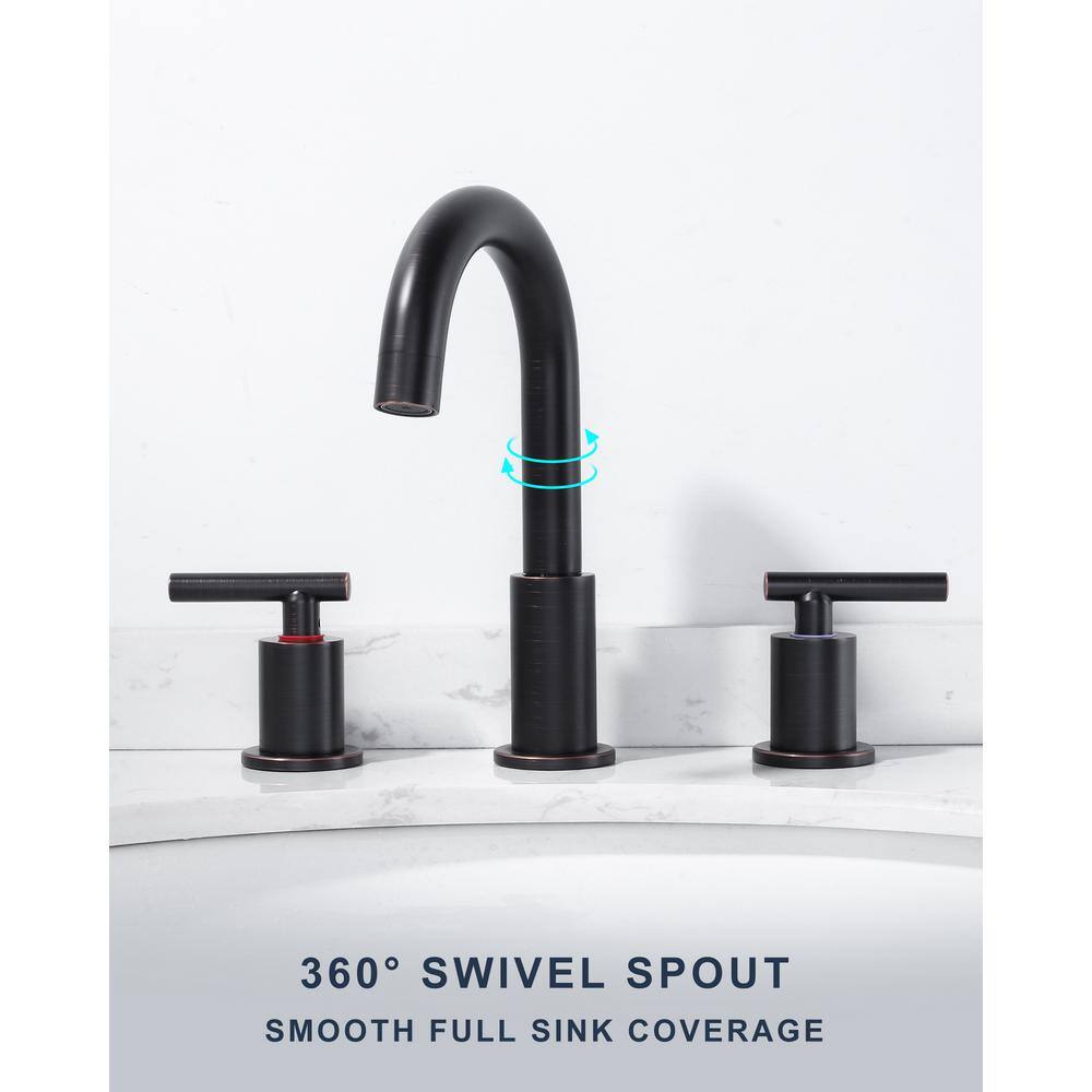 Oil Rubbed Bronze 8-Inch Widespread Bathroom Faucet with Pop-Up Drain