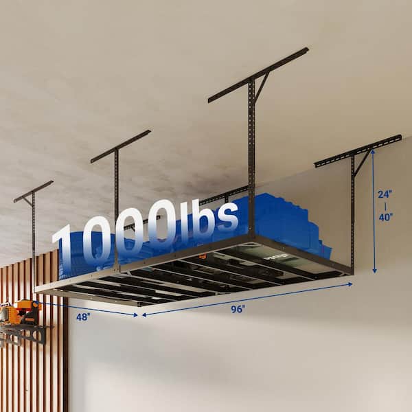 Fleximounts Adjustable Height Overhead Garage Storage 600-lb In Black Steel (48-in W X 96-in D) GR48B-E At