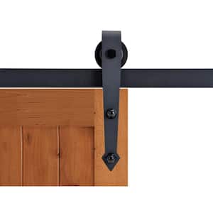 72 in. Matte Black Vintage Arrow Barn Style Sliding Door Track and Hardware Set