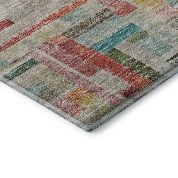 Mayfield Premium Machine Washable Abstract AMF1090 Paprika 8 ft. x 10 ft. Area Rug