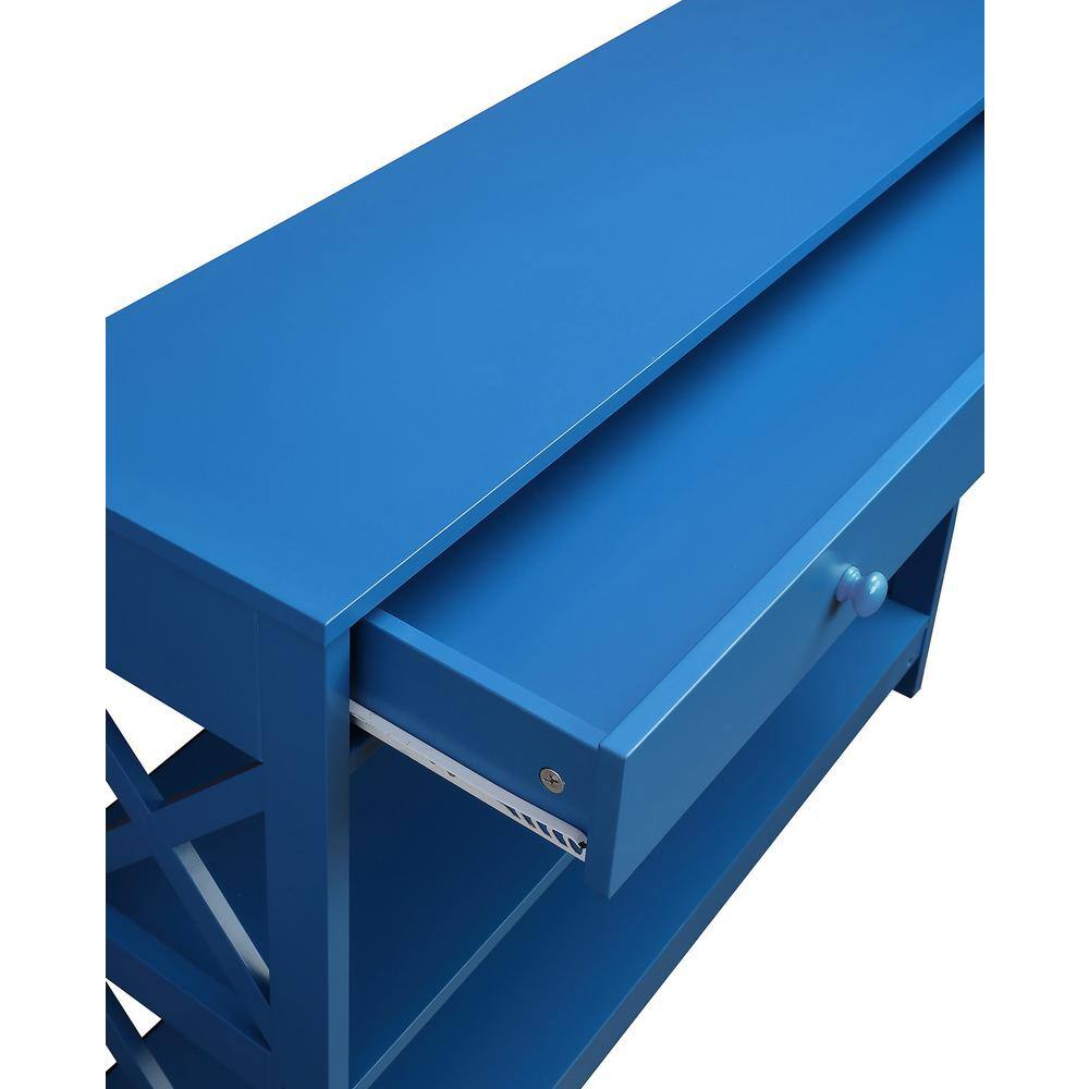 Modern Oxford Blue Console Table with Drawer and Shelves