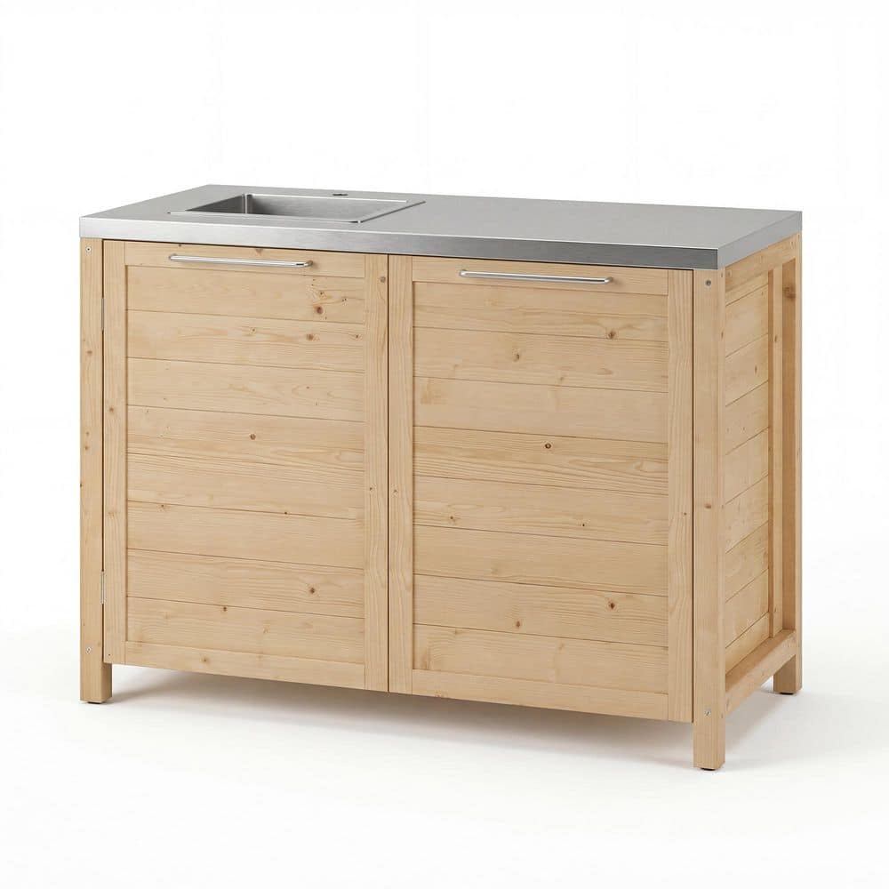コパークラフト  ペンキ屋 FUFU&GAGA Cedar Wood Burner Propane Tank Grill Island in Brown