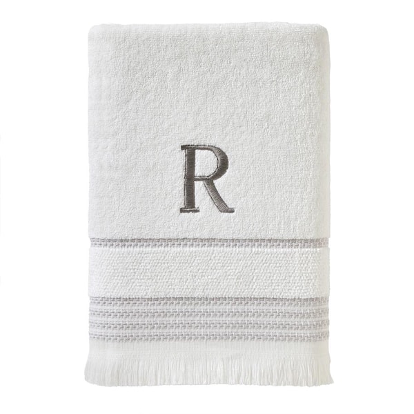 SKL Home Casual Monogram Letter R Bath Towel, white, cotton