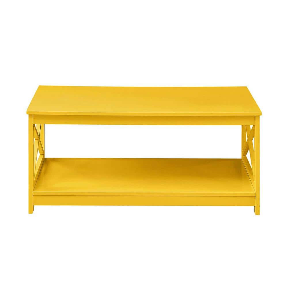 Oxford Yellow Rectangular Wood Coffee Table with Shelf