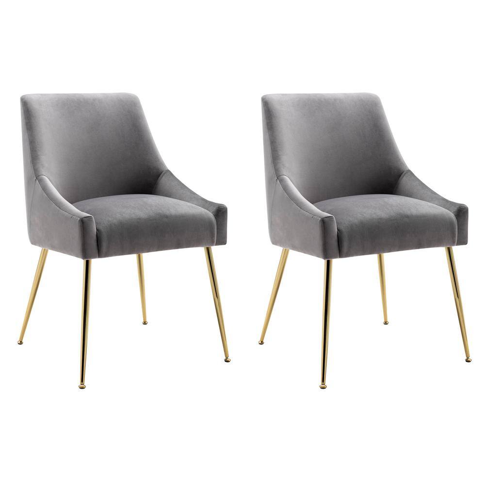 WESTINFURNITURE Trinity Gray Upholstered Velvet Accent Chair with Metal ...