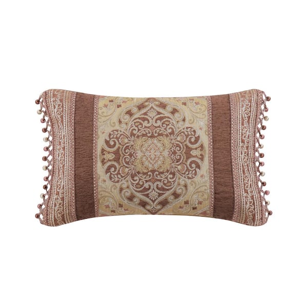 J QUEEN NEW YORK INC Wallace Terracotta Terracotta Polyester Damask Boudoir Decorative Throw Pillow 15 In. L X 21 In. W
