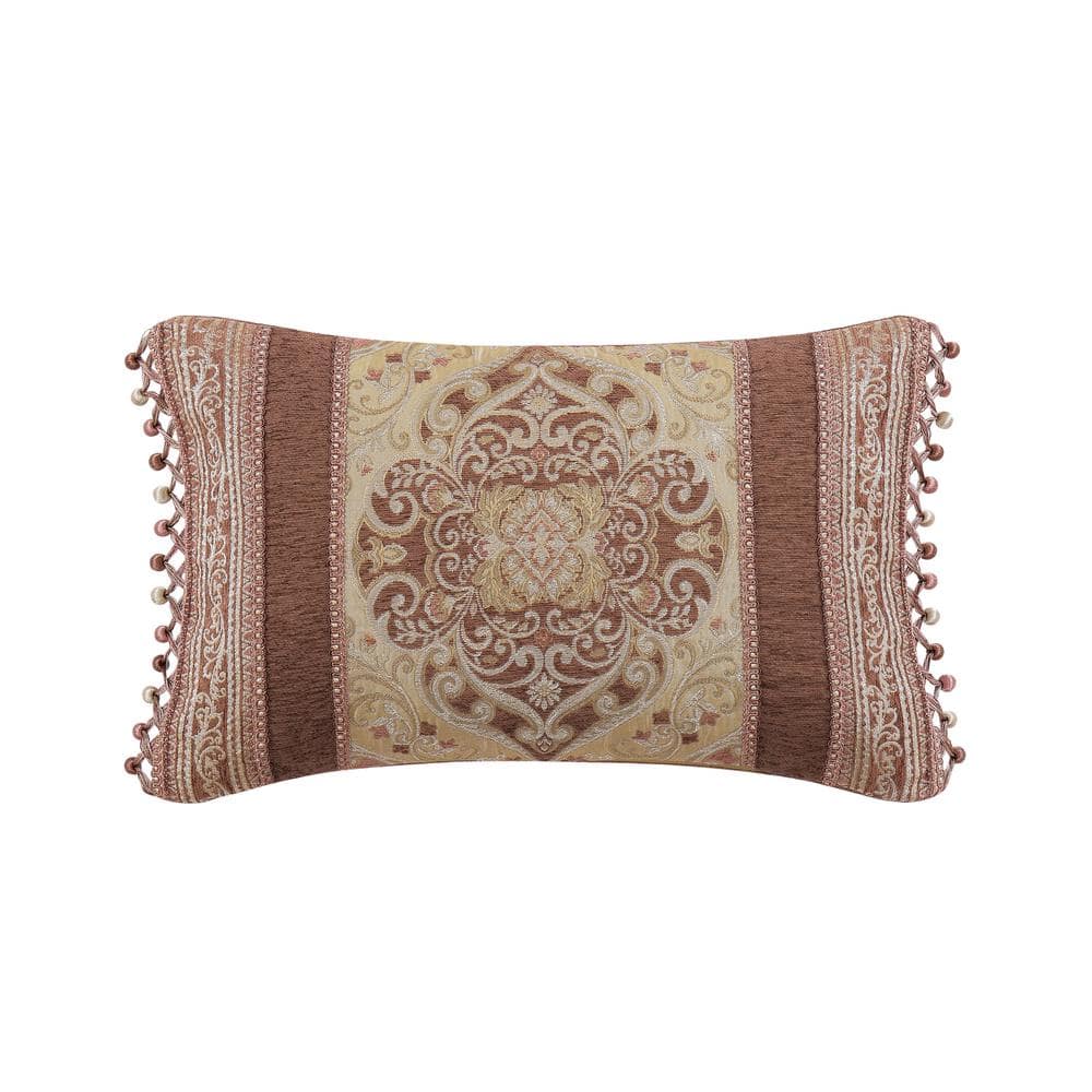 Wallace Terracotta Terracotta Polyester Damask Boudoir Decorative Throw Pil