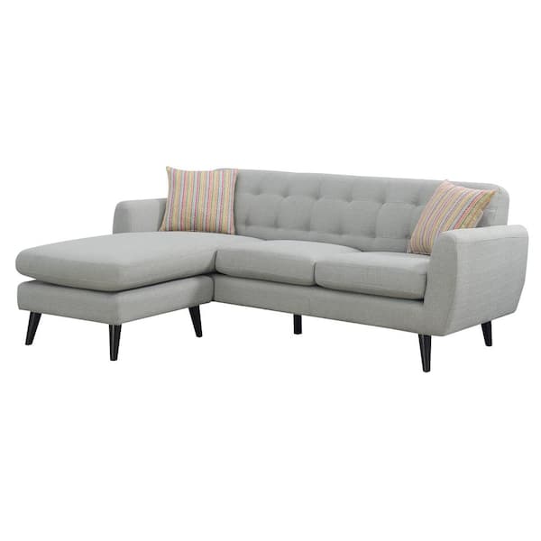 AC Pacific Havana Collection Gray Modern Mid Century Polyester Upholstered Stationary Living Room Sectional with Reversible Chaise