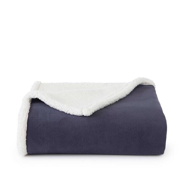 Vellux Reversible Ombre Blue Polyester Throw Blanket