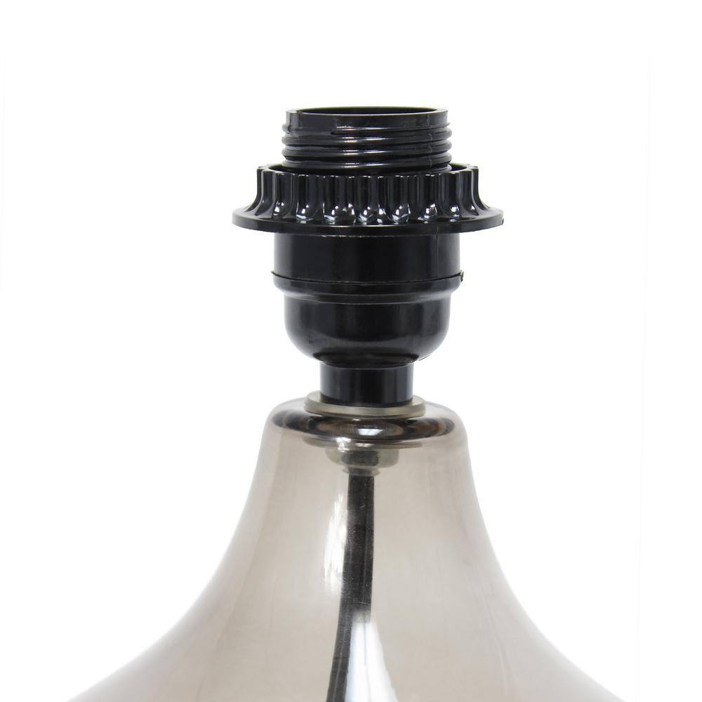 Smoke Gray Glass Gourd Nightstand Lamp with Barrel Shade