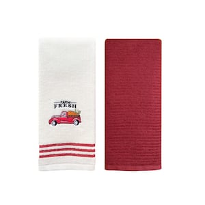 Harvest Embroidered Cotton Hand Towel 2-Piece Set Truck White