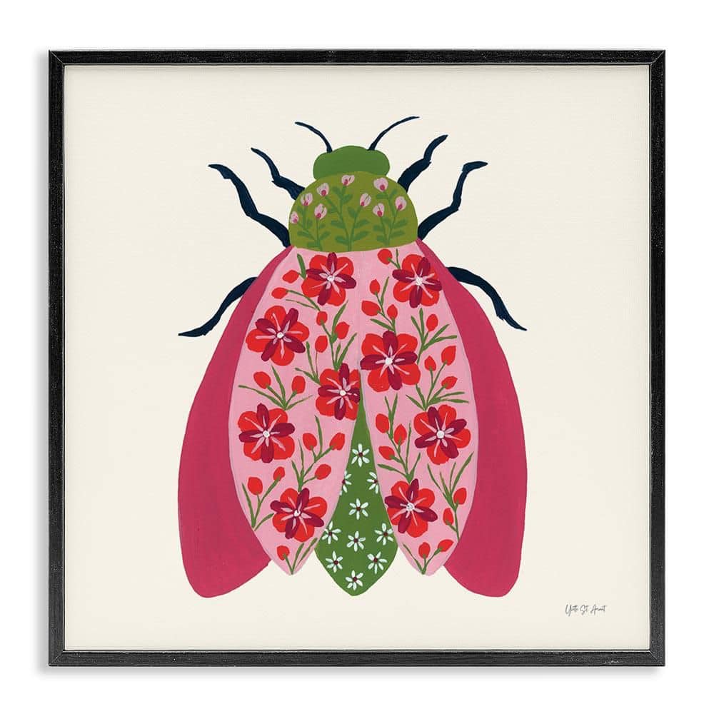 Pink & Green Blooming Beetle by Yvette St. Amant Black Framed Animal Giclee Art Print 17 in. x 17 in. price history on PriceWatchPro