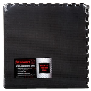 Black 24 in. x 24 in. x 0.5 in. Interlocking EVA Foam Floor Mat (6-Pack)