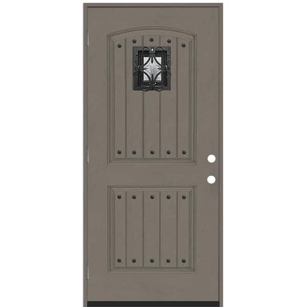 Steves & Sons Regency 36 in. x 80 in. Oxford Speak Easy Rain RHOS Ashwood Fiberglass Prehung Front Door 4-9/16 Frame