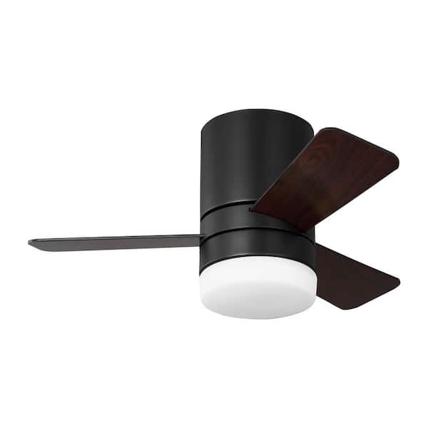 Era 32 in. Midnight Black Hugger LED Flush Mount Standard Ceiling Fan with Reversible Blades, Light Kit and Remote