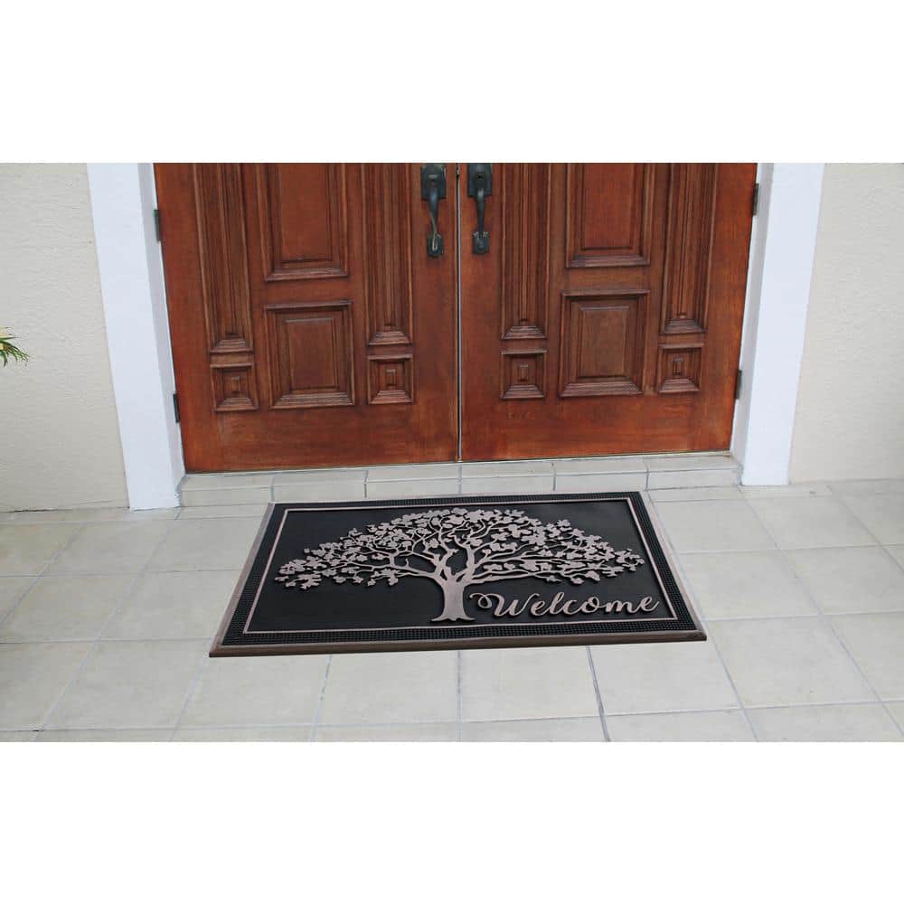 Large Black and Bronze Rubber Outdoor Decorative Doormat