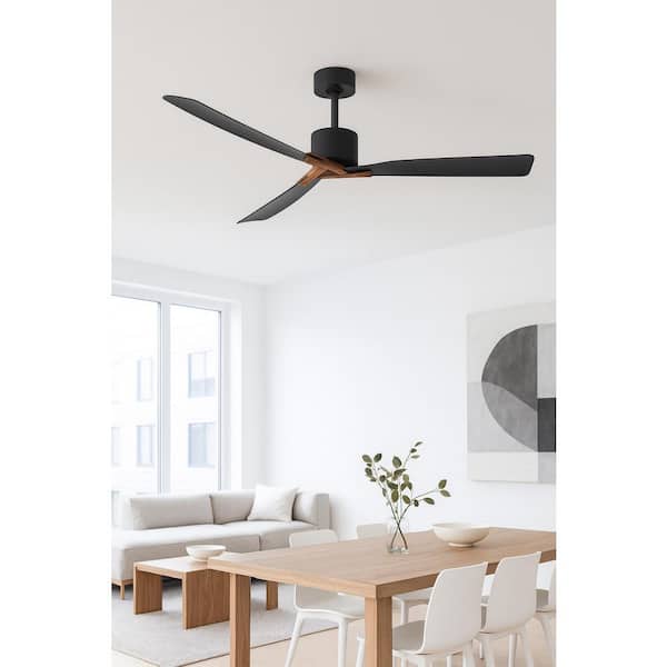 Rafter 60.0 in. Indoor/Outdoor Matte Black Integrated LED Downrod Mount Propeller Ceiling Fan with Remote Control