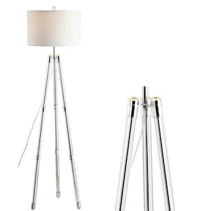 JONATHAN Y Lucius 67 in. Black/Brass Adjustable Metal LED Floor ...